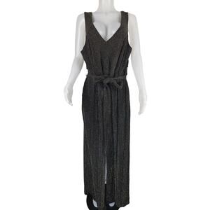Torrid Black Gold Sparkle Threading Strips Belted Sleeveless Jumpsuit 3 - 3X
